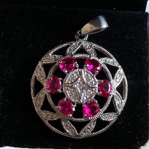 Natural rubies Art Deco pendant